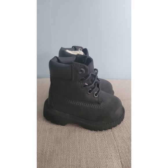 TIMBERLAND TODDLER PREM 6 INCH BOOT BLACK NUBUCK SIZE 4 NWOB - Picture 6 of 8